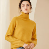 High Neck Thickened Knit Women's Cashmere Sweater